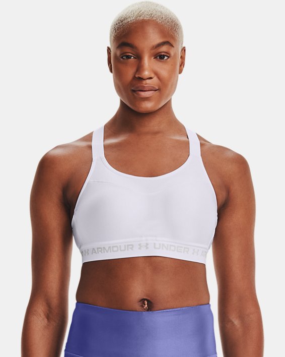 Women's Armour® High Crossback Sports Bra, White, pdpMainDesktop image number 3